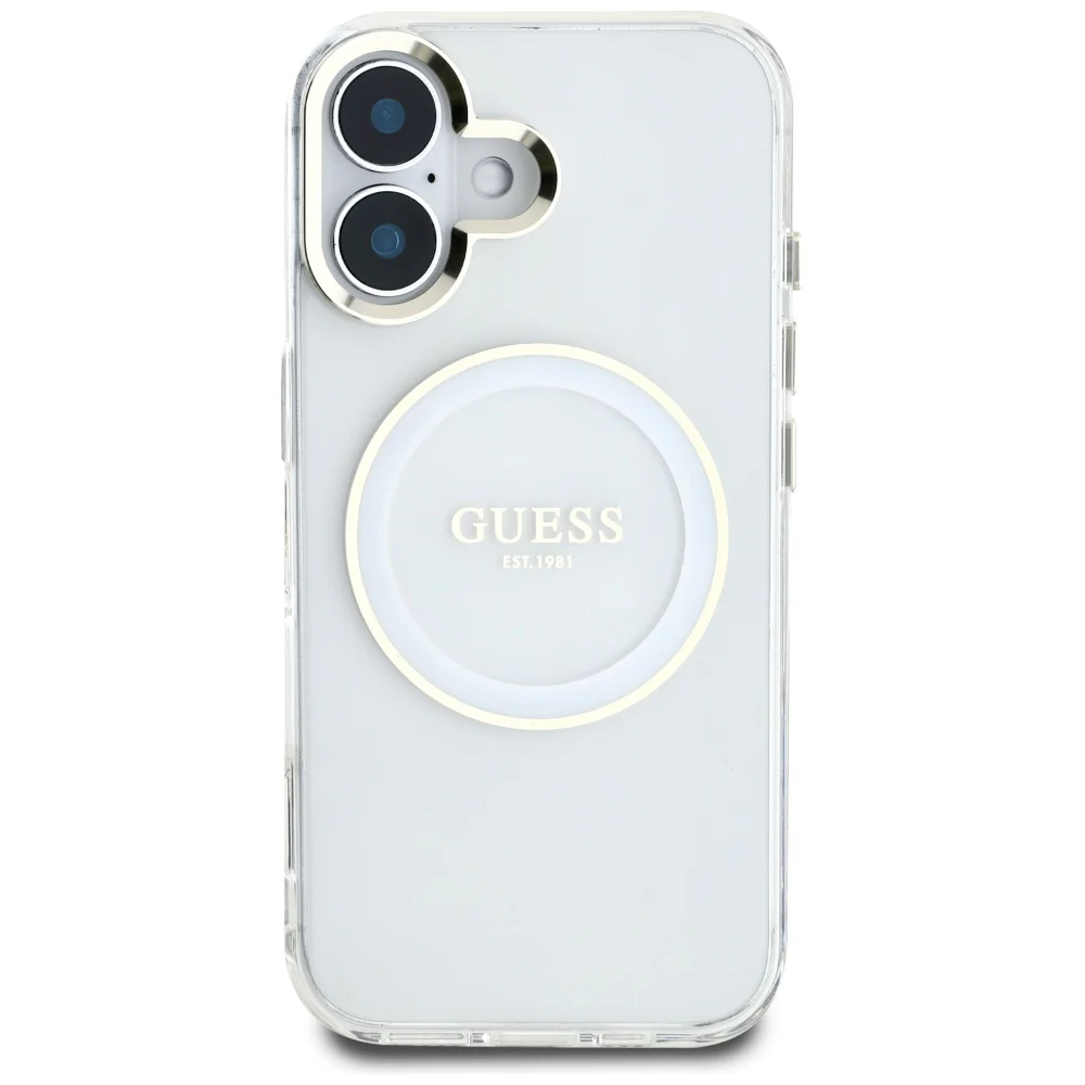 MagSafe Case for Apple iPhone 16, Guess, IML Metal Colored Circle, White - Image 3