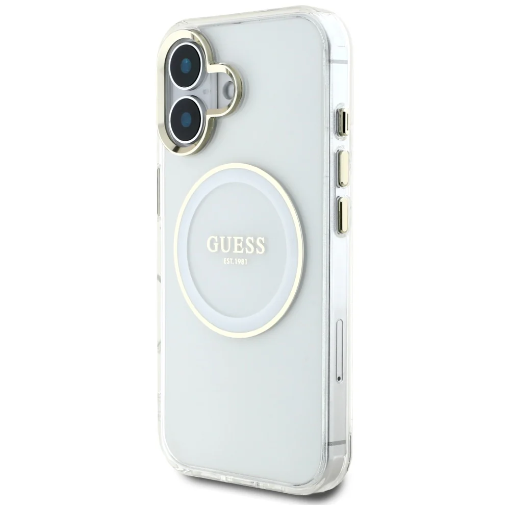 MagSafe Case for Apple iPhone 16, Guess, IML Metal Colored Circle, White - Image 4
