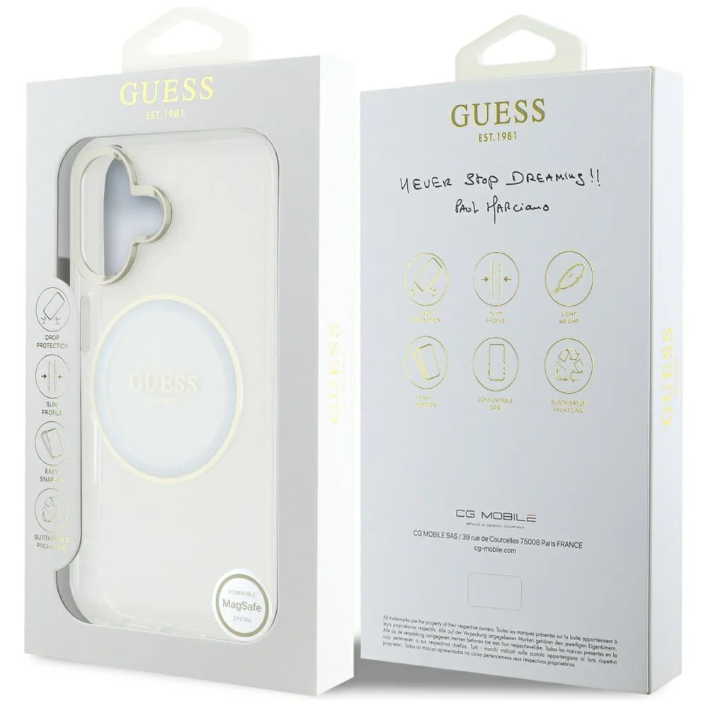 MagSafe Case for Apple iPhone 16, Guess, IML Metal Colored Circle, White - Image 7