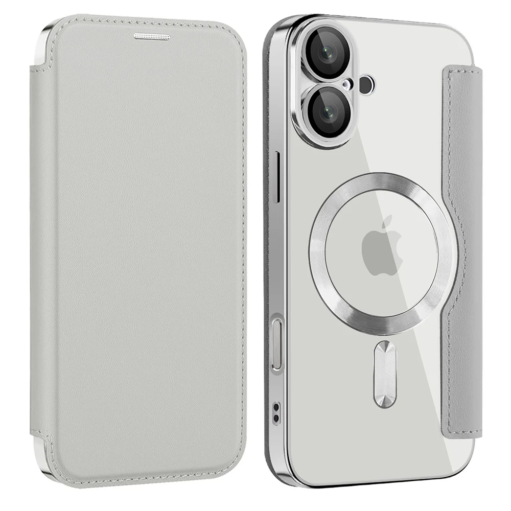 MagSafe Case for Apple iPhone 16 Plus, Techsuit, SmartMag Book, Gray - Image 2