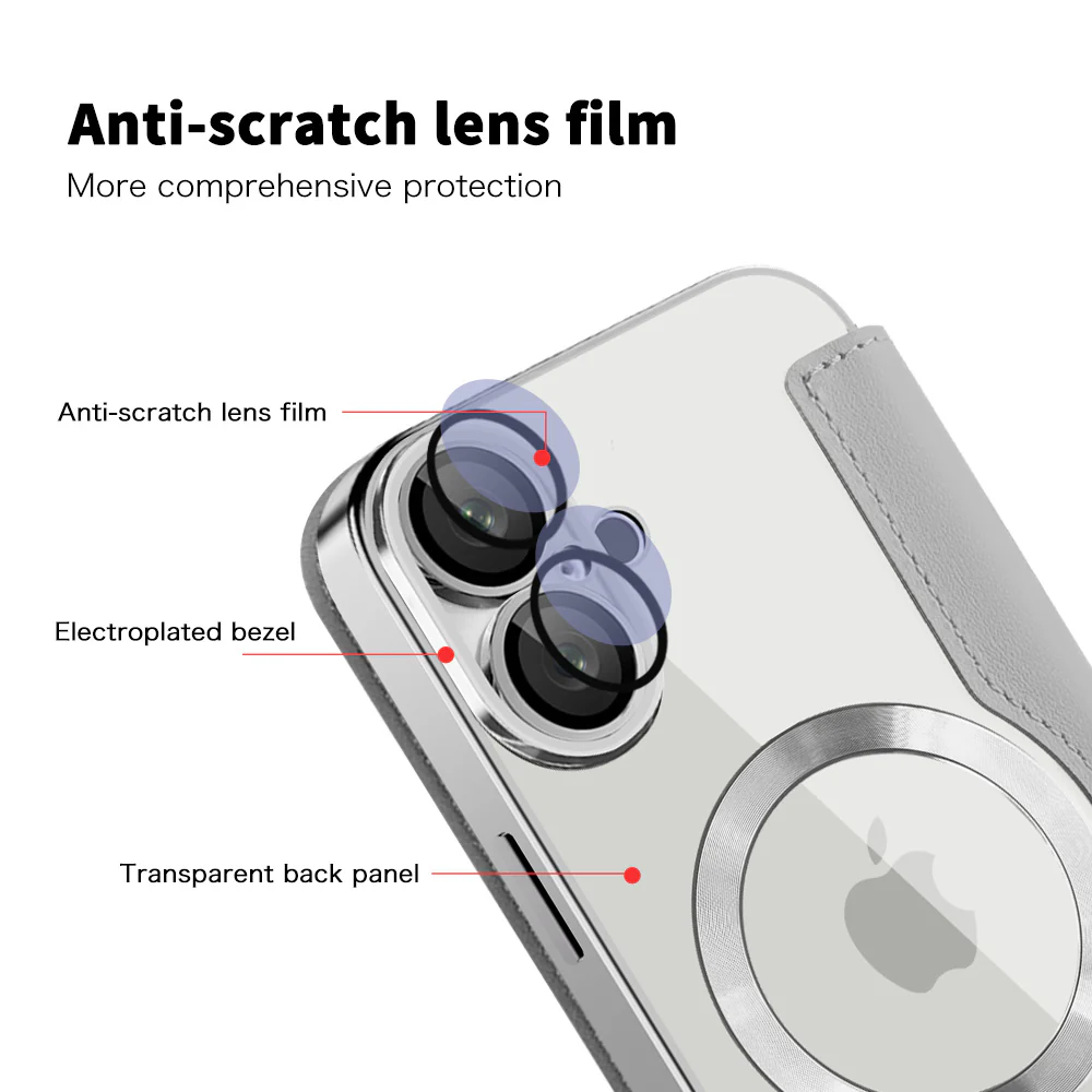 MagSafe Case for Apple iPhone 16 Plus, Techsuit, SmartMag Book, Gray - Image 3