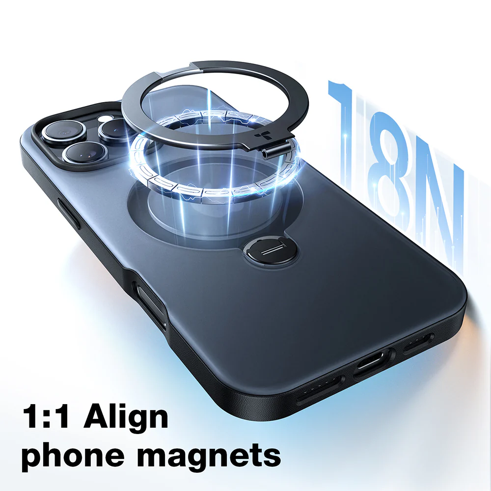 MagSafe Case for Apple iPhone 16, Torras, Ostand Spin, Black - Image 3