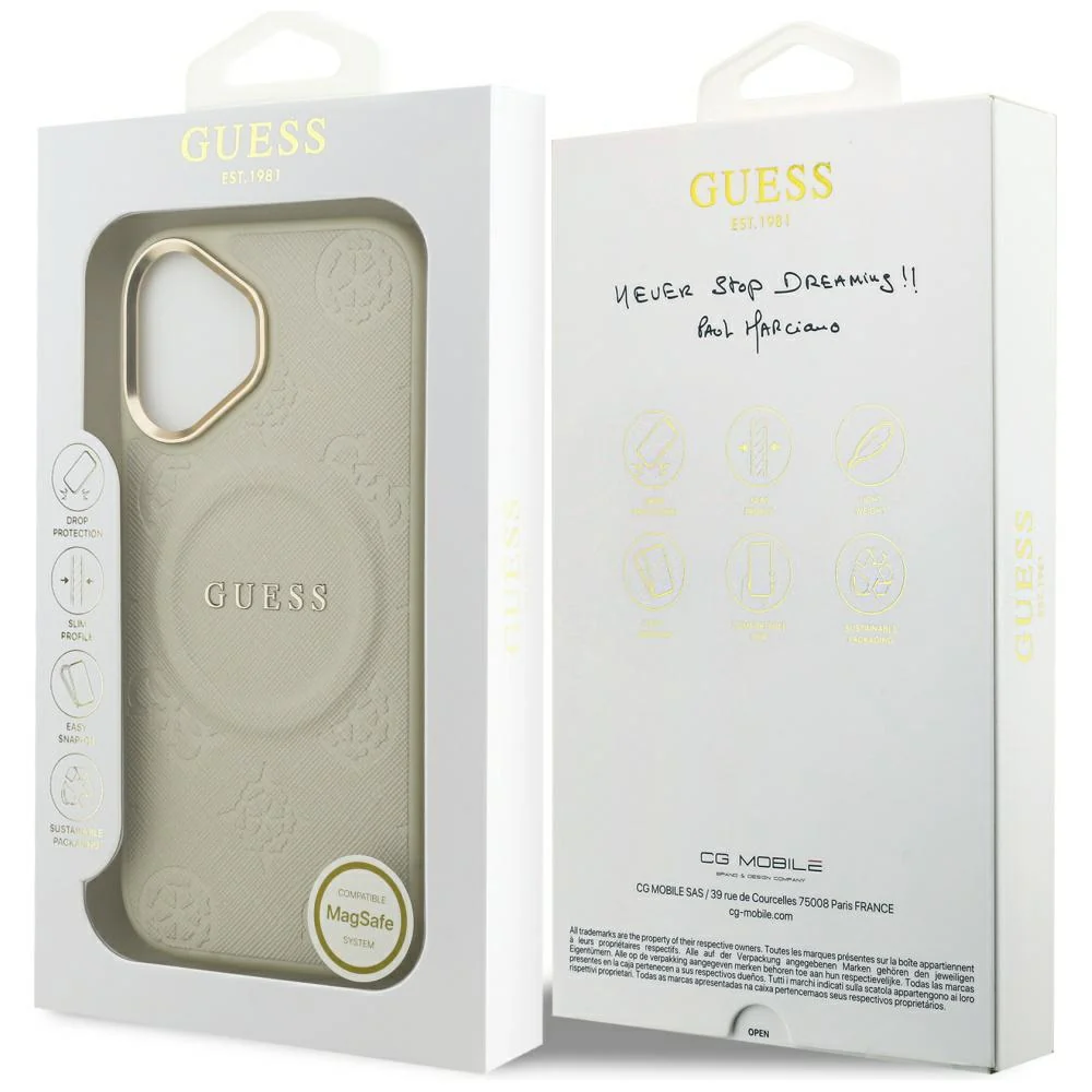MagSafe Case for Apple iPhone 17, Guess, Peony Hot Stamp, Beige - Image 7