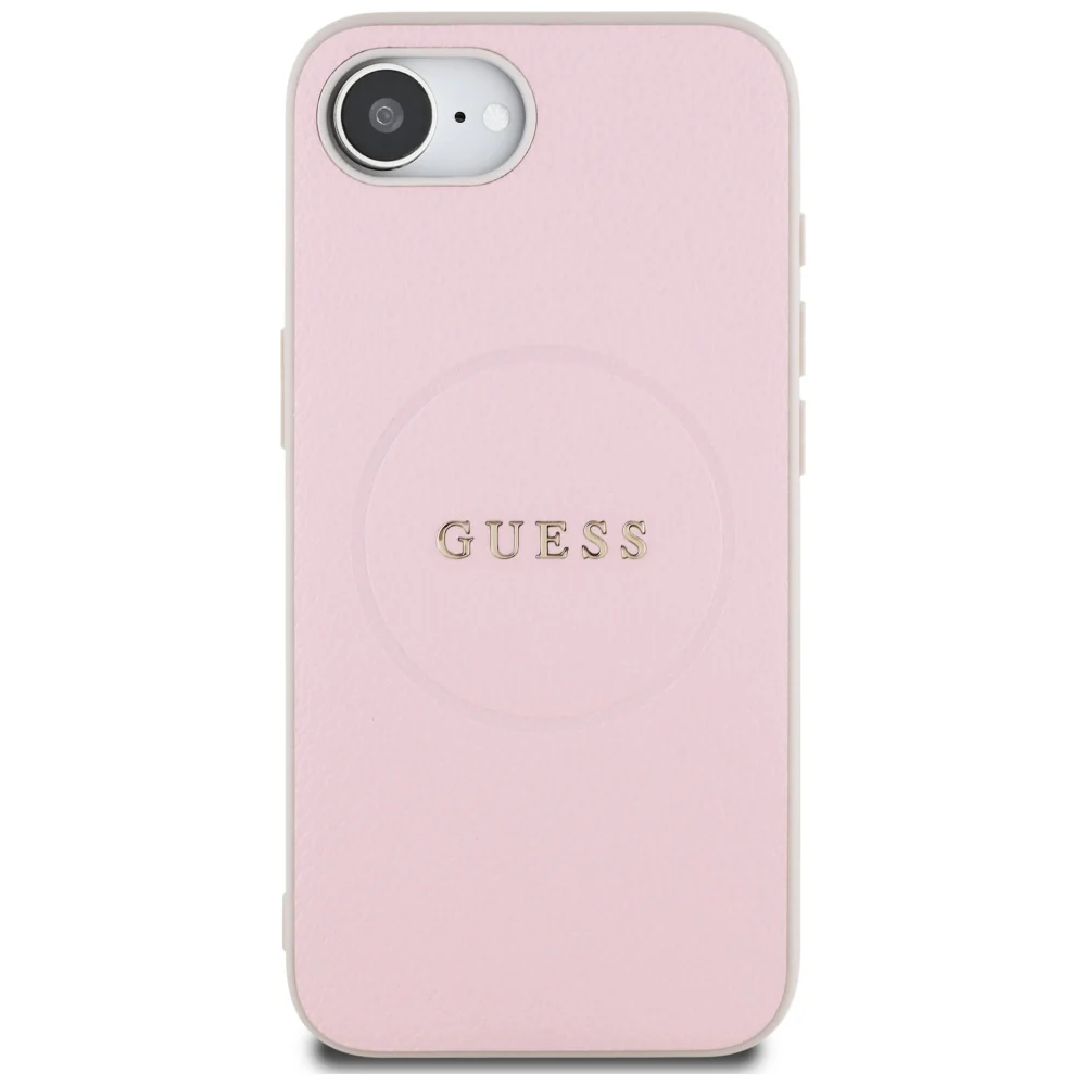 MagSafe Case for Apple iPhone 17e / 16e, Guess, Grained Gold Ring, Pink - Image 2