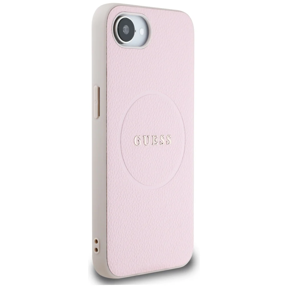 MagSafe Case for Apple iPhone 17e / 16e, Guess, Grained Gold Ring, Pink - Image 3