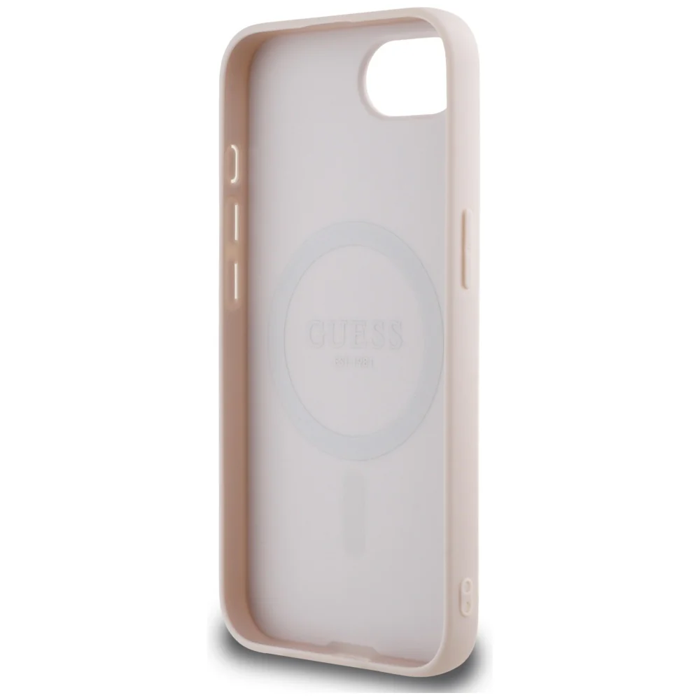 MagSafe Case for Apple iPhone 17e / 16e, Guess, Grained Gold Ring, Pink - Image 5
