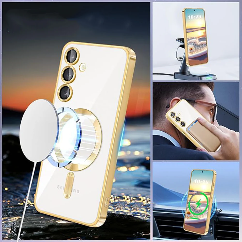 MagSafe Case for Samsung Galaxy A15 5G A156 / A15 A155, Techsuit, Luxury Crystal, Pink - Image 2