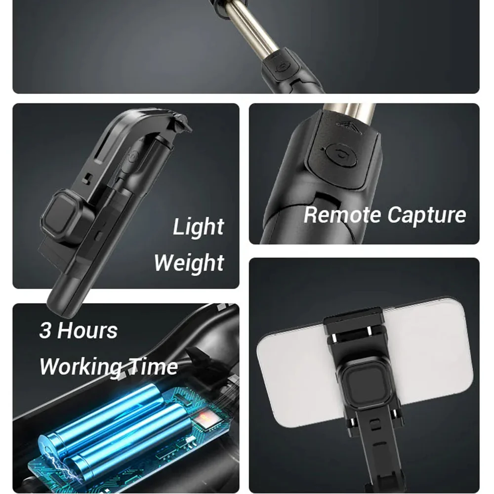 Selfie Stick Bluetooth Techsuit C06, Universal, Black - Image 3