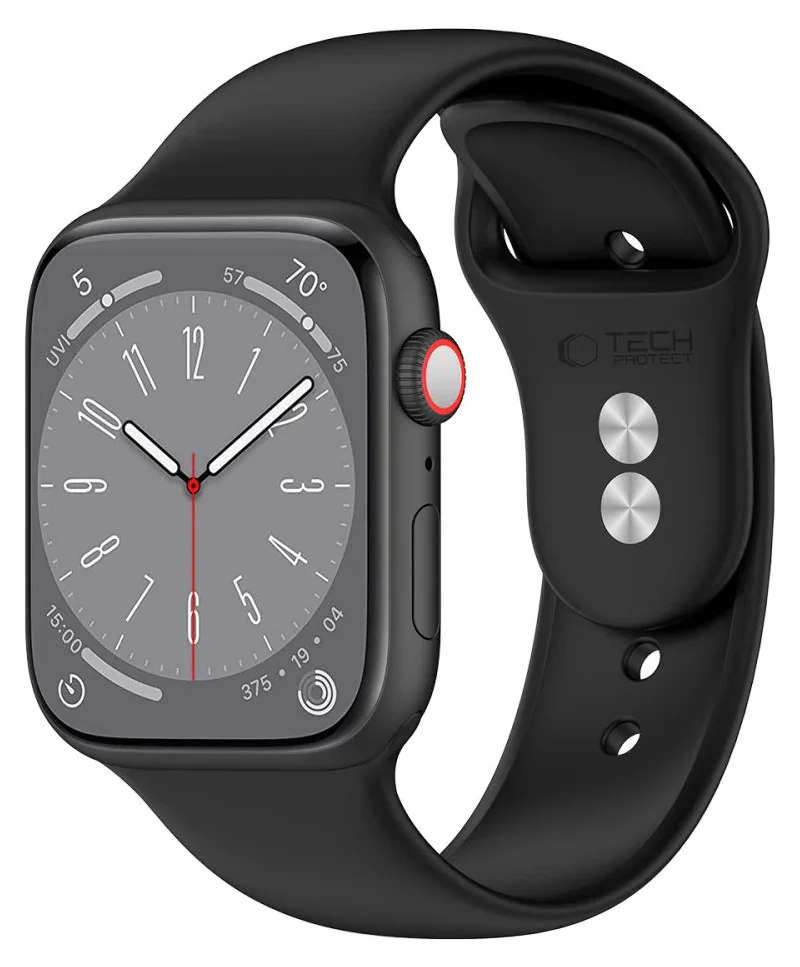 Tech-Protect Silicone Strap for Apple Watch 42mm / 41mm / 40mm Series, Black