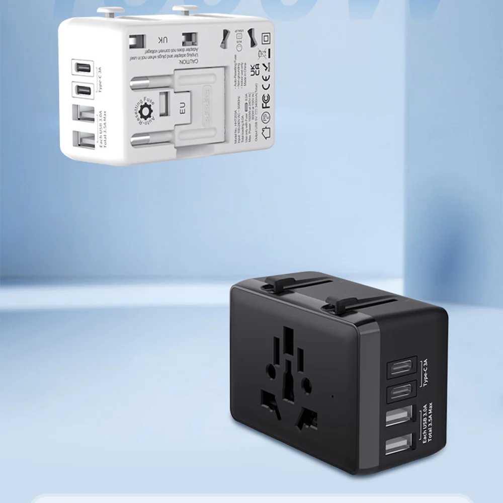 Techsuit HHT203A Travel Network Charger, 20W, 3A, 2 x USB-A - 2 x USB-C, White - Image 4