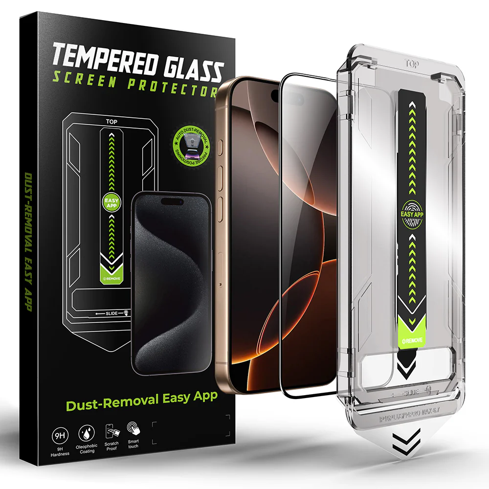Techsuit TitanGlass Screen Protector for Apple iPhone 12 / 12 Pro, Tempered Glass, Full Glue, Black