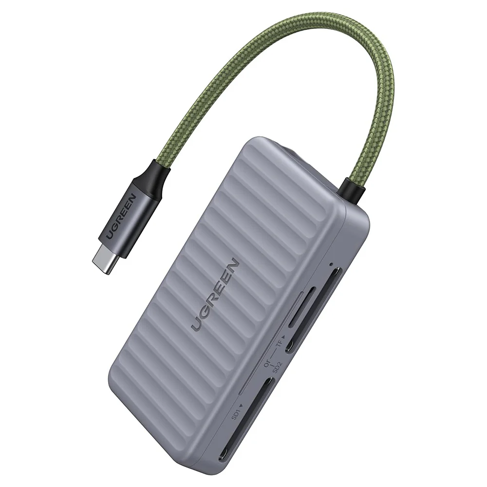 UGREEN 55886 USB-C Card Reader with Organizer, 2 x SD - microSD, Gray - Image 2