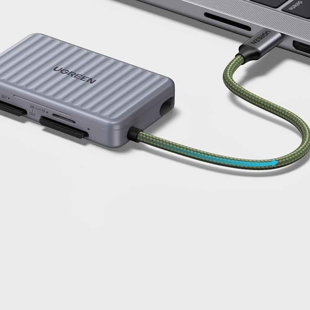 UGREEN 55886 USB-C Card Reader with Organizer, 2 x SD - microSD, Gray - Image 4