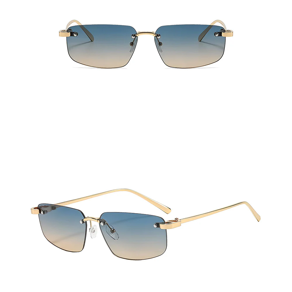 Unisex Techsuit S098 Sunglasses, Gold Blue Green - Image 2