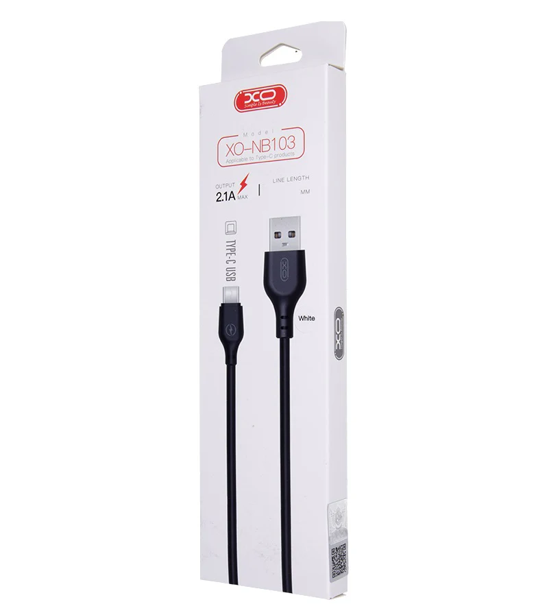 USB-A to USB-C Data and Charging Cable XO Design NB103, 18W, 2m, Black - Image 2