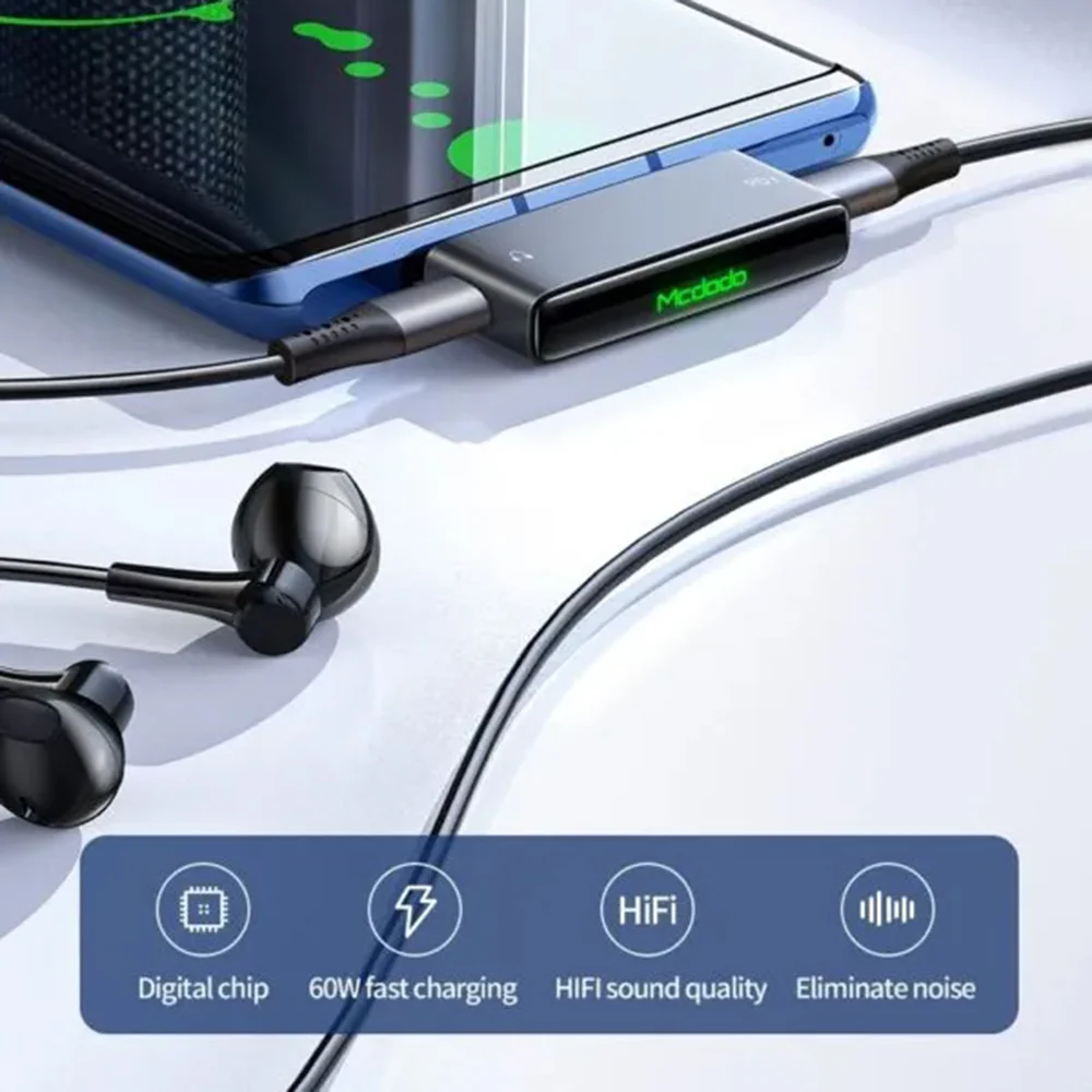 USB-C Audio Adapter - USB-C / USB-C McDodo CA-7670, Black - Image 2