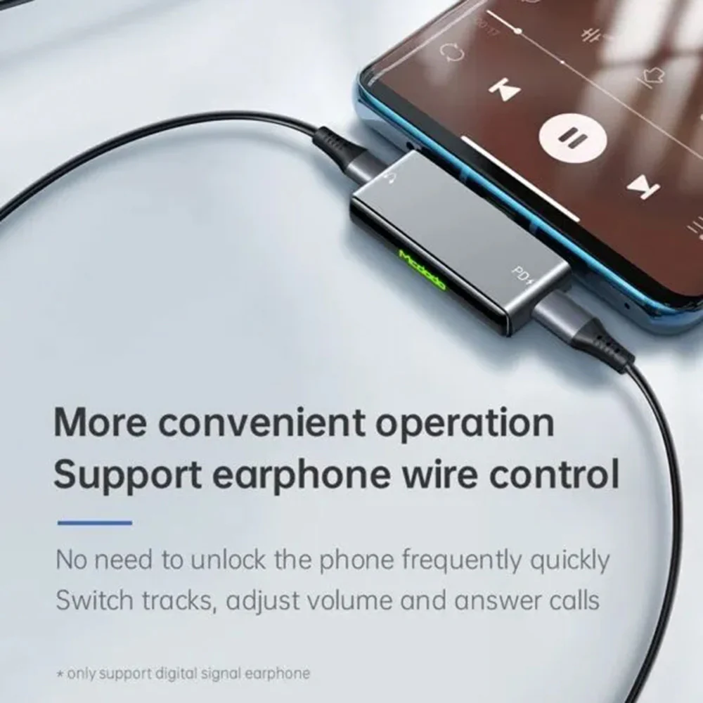 USB-C Audio Adapter - USB-C / USB-C McDodo CA-7670, Black - Image 4