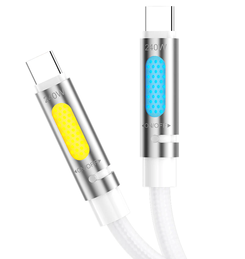 USB-C Data and Charging Cable - USB-C BWOO X325C-C Led, 240W, 1.2m, White - Image 3