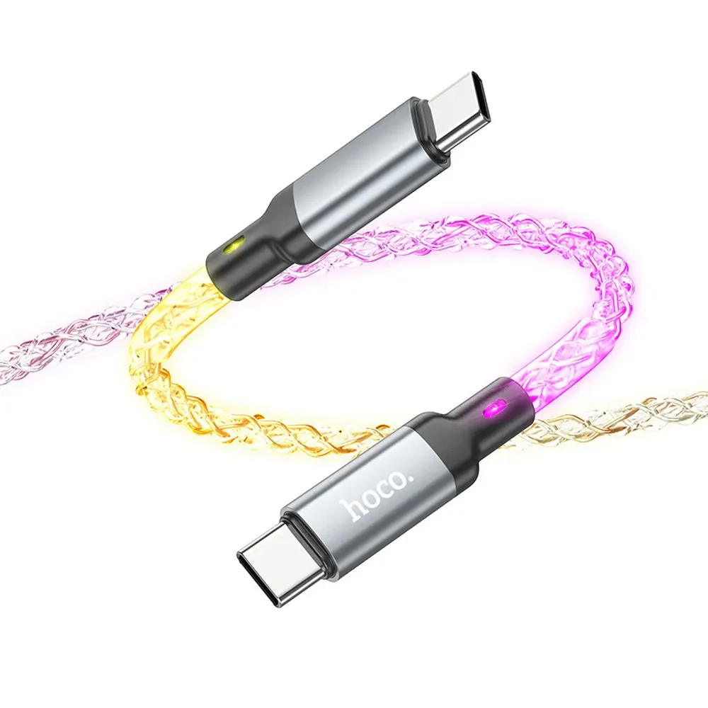 USB-C Data and Charging Cable - USB-C HOCO U112, 60W, 1m, Gray - Image 2