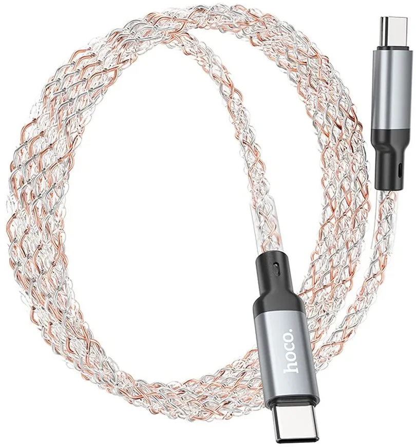 USB-C Data and Charging Cable - USB-C HOCO U112, 60W, 1m, Gray - Image 3