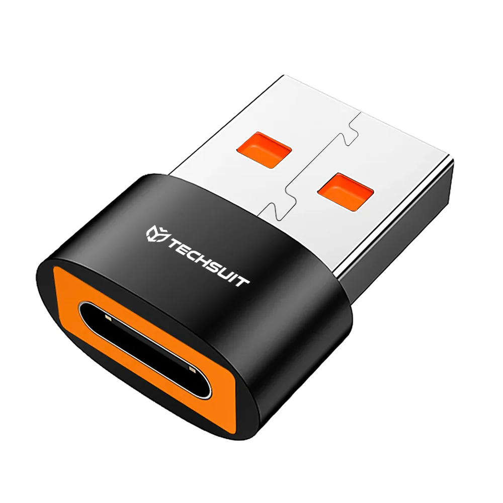 USB-C to USB-A Data and Charging Adapter Techsuit A4 HyperPort, Black Orange - Image 2