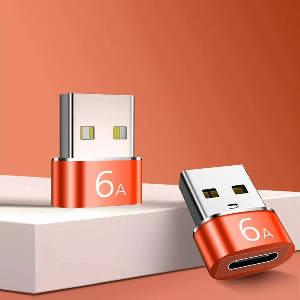 USB-C to USB-A Data and Charging Adapter Techsuit A4 HyperPort, Black Orange - Image 3