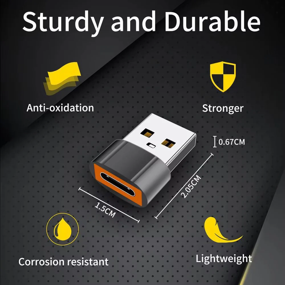 USB-C to USB-A Data and Charging Adapter Techsuit A4 HyperPort, Black Orange - Image 7