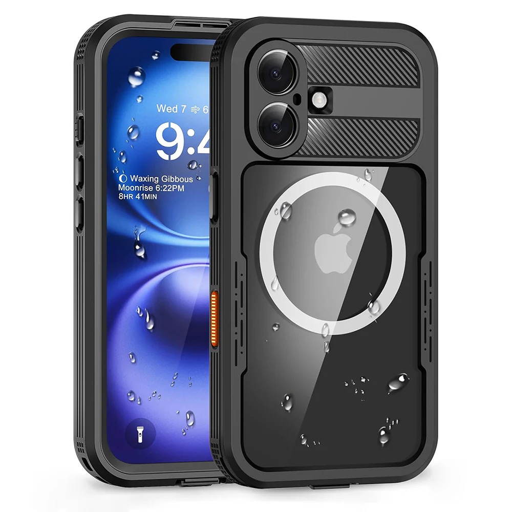 Waterproof Case for Apple iPhone 16, ShellBox, Carbon, Black - Image 2