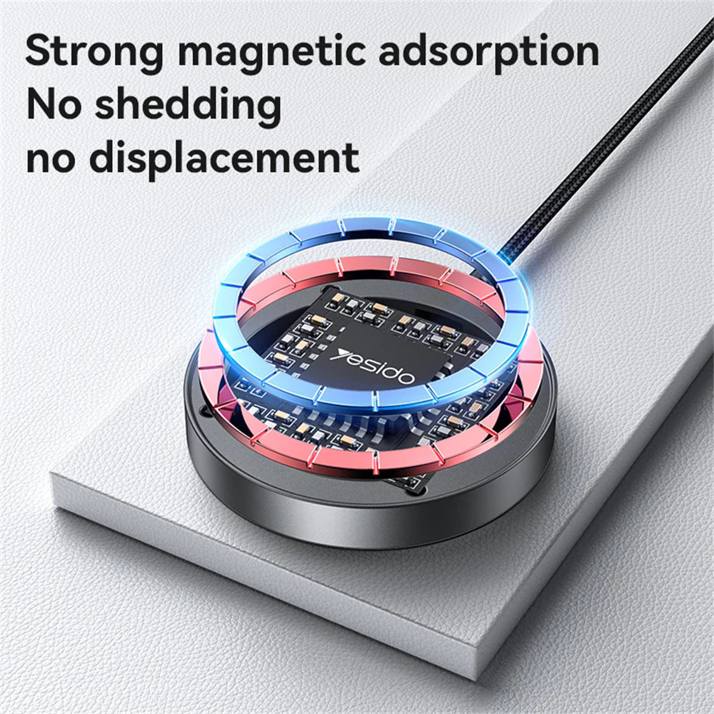Yesido DS28 Display Wireless Network Charger, 15W, 1.67A, Black - Image 9