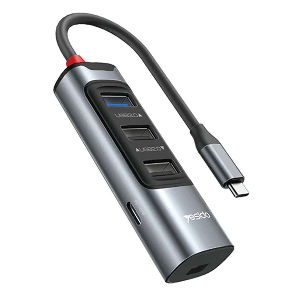 Yesido HB24 USB-C Hub, 5in1, Grey