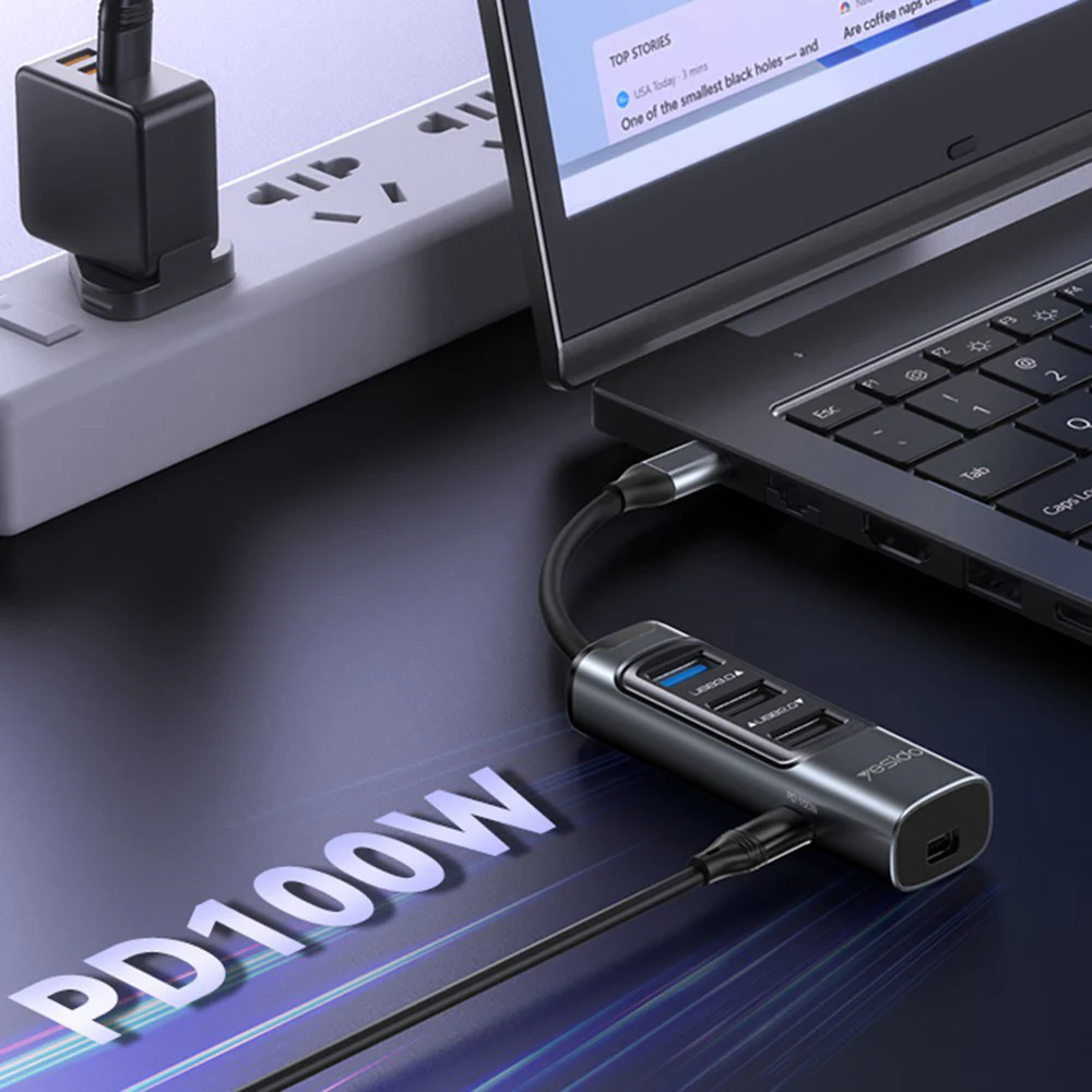 Yesido HB24 USB-C Hub, 5in1, Grey - Image 5