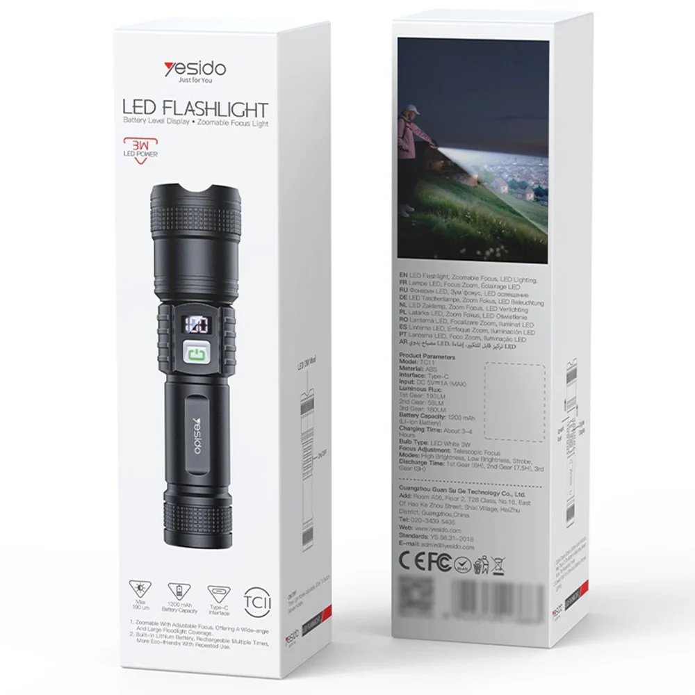 Yesido TC11 LED Flashlight, 190lm - Image 7