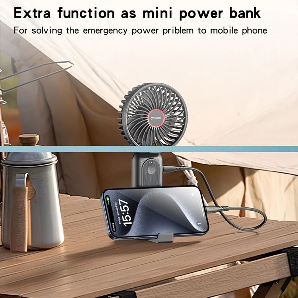 Yesido YF10 Portable Fan, Black - Image 5