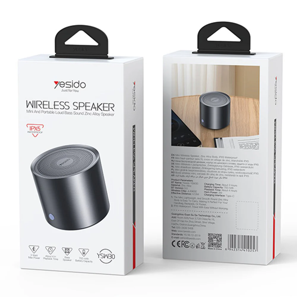 Yesido YSW30 Bluetooth Speaker, 3W, Waterproof, Black - Image 12